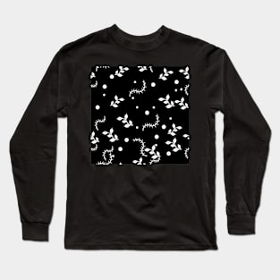 Black And White Plants Vector Seamles Long Sleeve T-Shirt